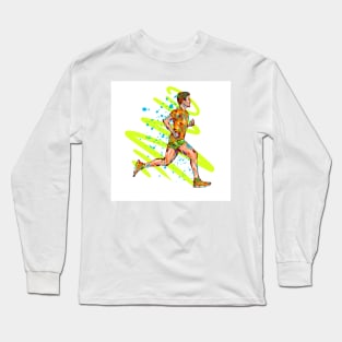 Running man colorful illustration digital art Long Sleeve T-Shirt